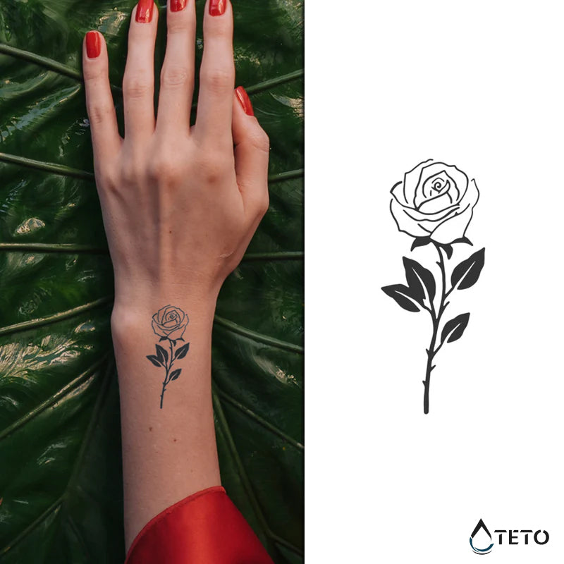 Rosa semplice – Semipermanente - TETO Tatuaggi Temporanei