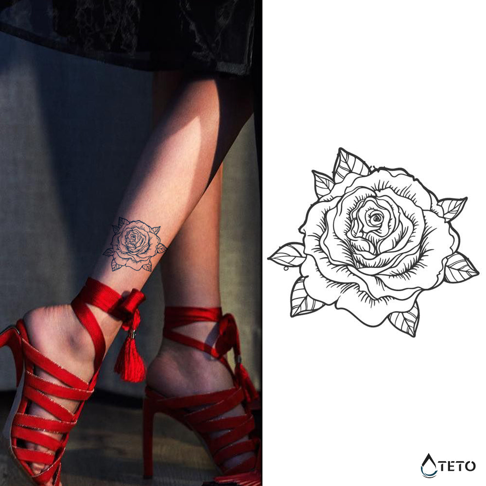 Rosa realistica – Semipermanente - TETO Tatuaggi Temporanei