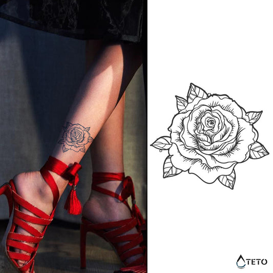 Rosa realistica – Semipermanente - TETO Tatuaggi Temporanei
