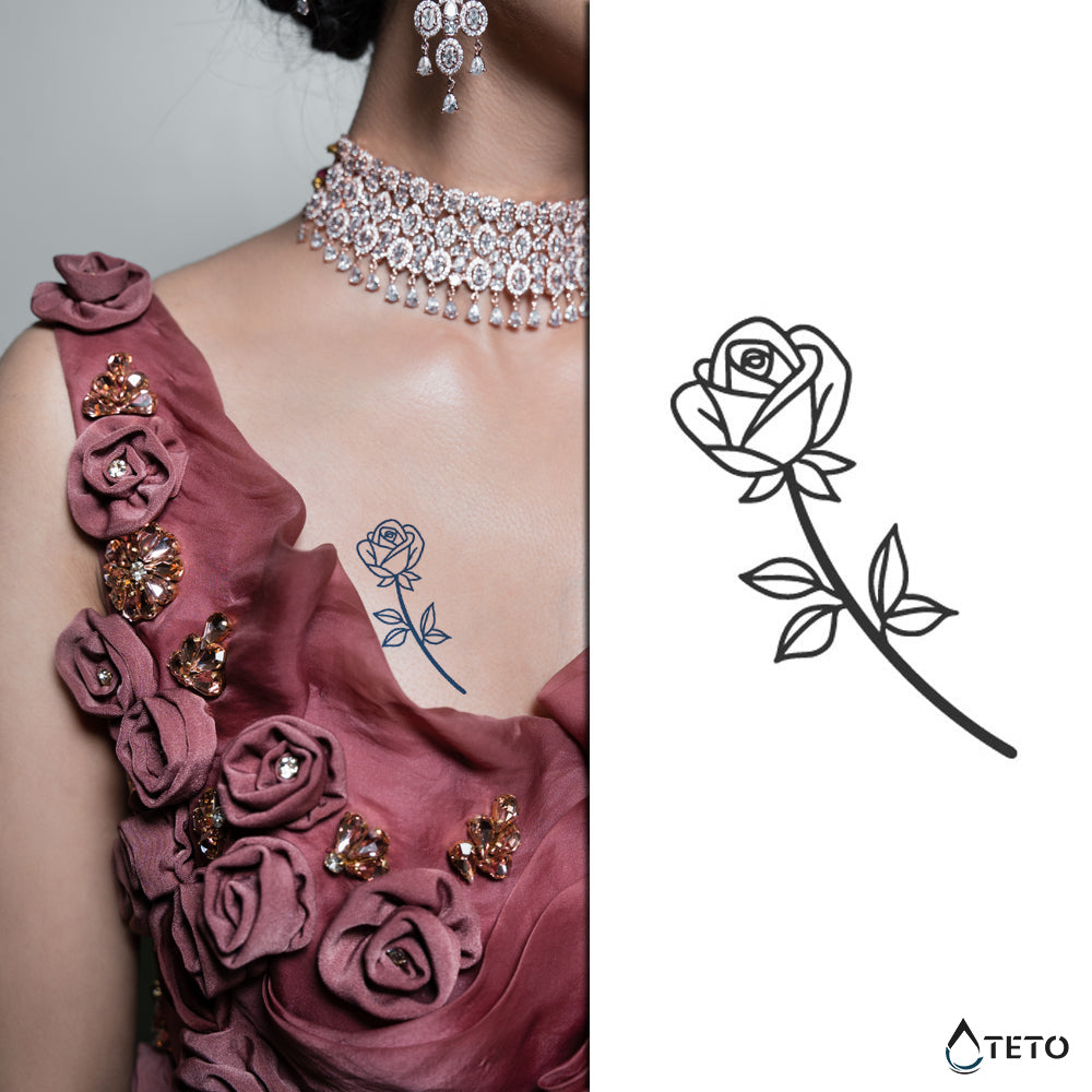 Rosa minimalista – Semipermanente - TETO Tatuaggi Temporanei