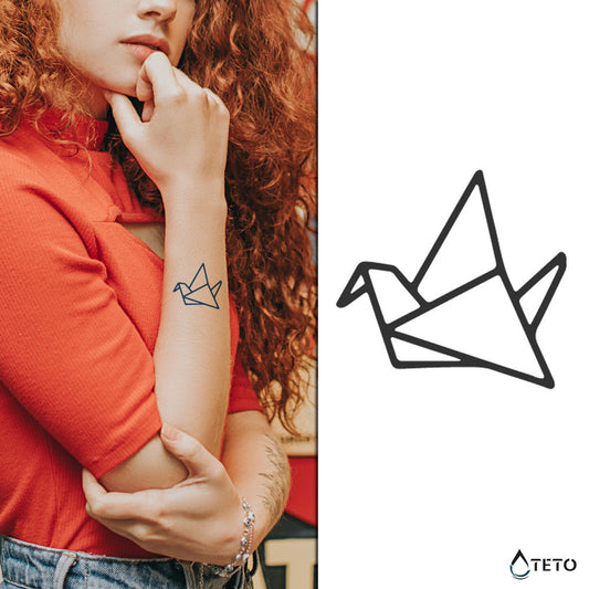 Gru di origami – Semipermanente - TETO Tatuaggi Temporanei