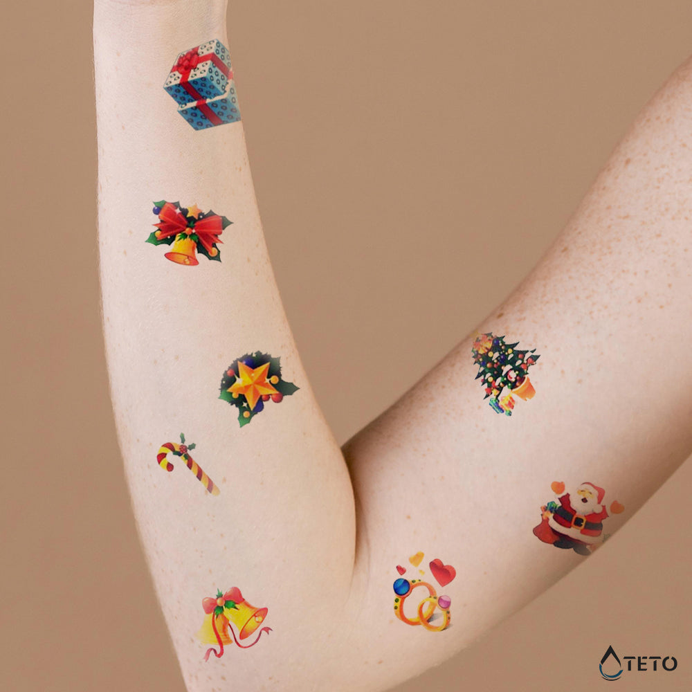 Motivi natalizi - Buon Natale – set – Tipo F - TETO Tatuaggi Temporanei