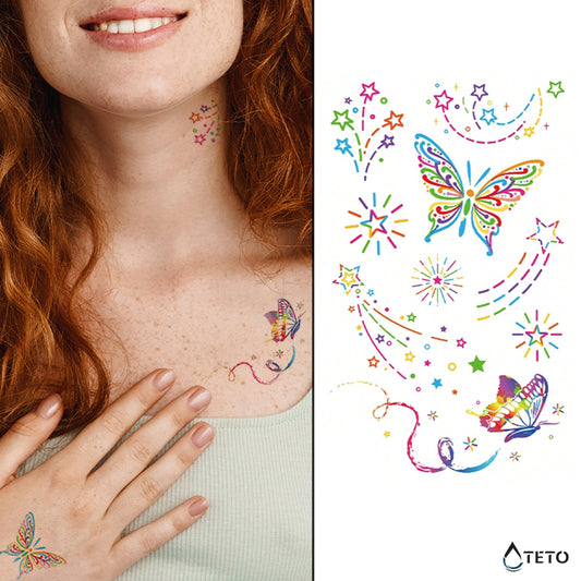 Farfalle arcobaleno - TETO Tatuaggi Temporanei