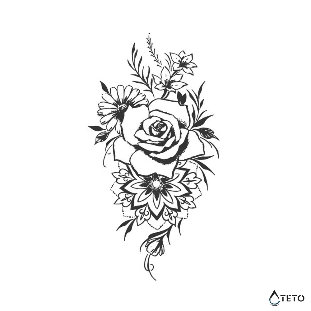 Fiori con mandala – Semipermanente - TETO Tatuaggi Temporanei