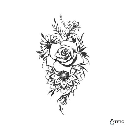 Fiori con mandala – Semipermanente - TETO Tatuaggi Temporanei