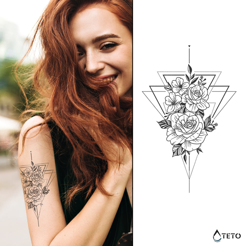 Bouquet di rose in triangolo – Semipermanente - TETO Tatuaggi Temporanei