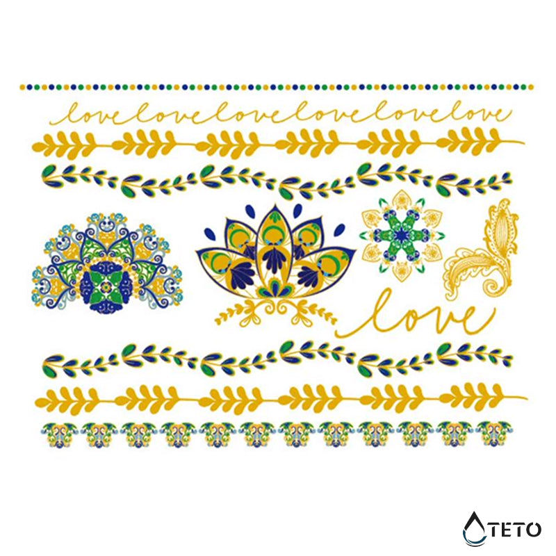 Amore, foglie e mandala – set - TETO Tatuaggi Temporanei