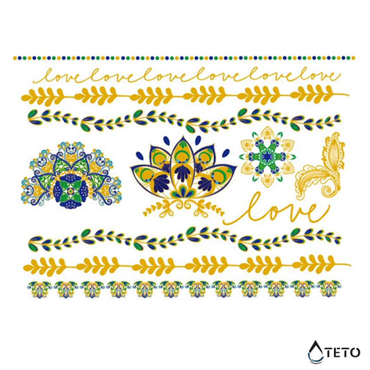 Amore, foglie e mandala – set - TETO Tatuaggi Temporanei