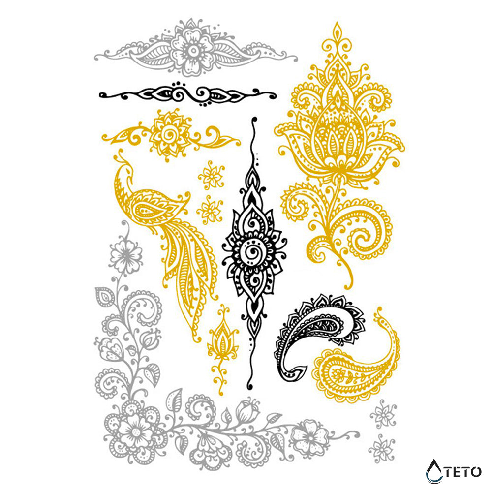 Motivi orientali – set – Tipo B - TETO Tatuaggi Temporanei
