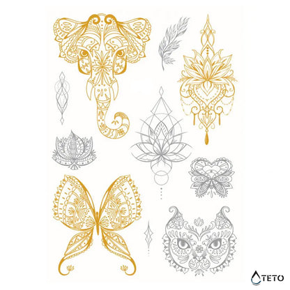 Fiori metallici – set - TETO Tatuaggi Temporanei