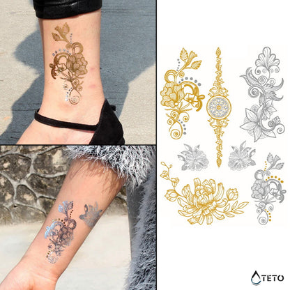 Fiori metallici – set - TETO Tatuaggi Temporanei