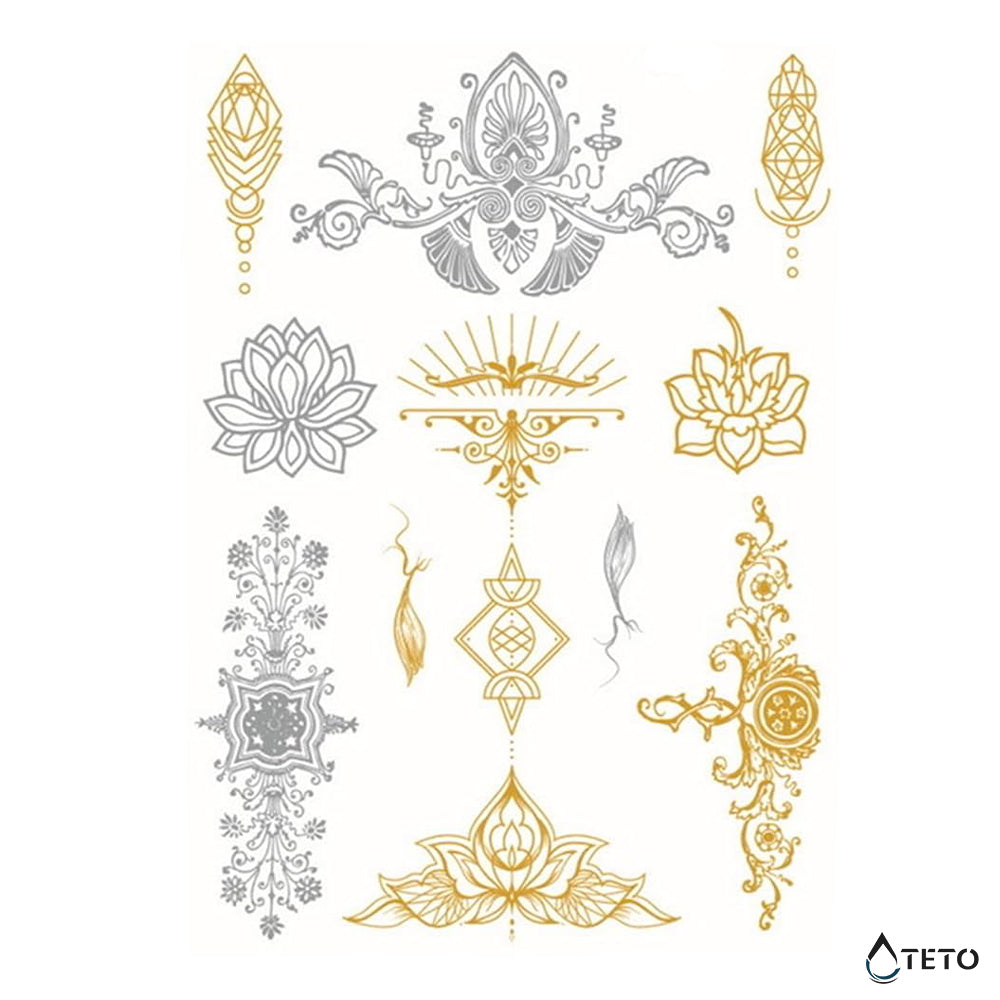 Decorazioni metalliche - set - TETO Tatuaggi Temporanei
