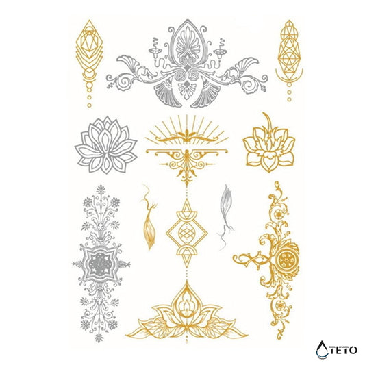 Decorazioni metalliche - set - TETO Tatuaggi Temporanei