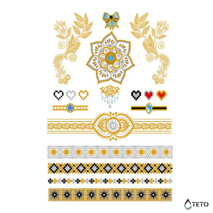 Bracciali e motivi – set – Tipo A - TETO Tatuaggi Temporanei