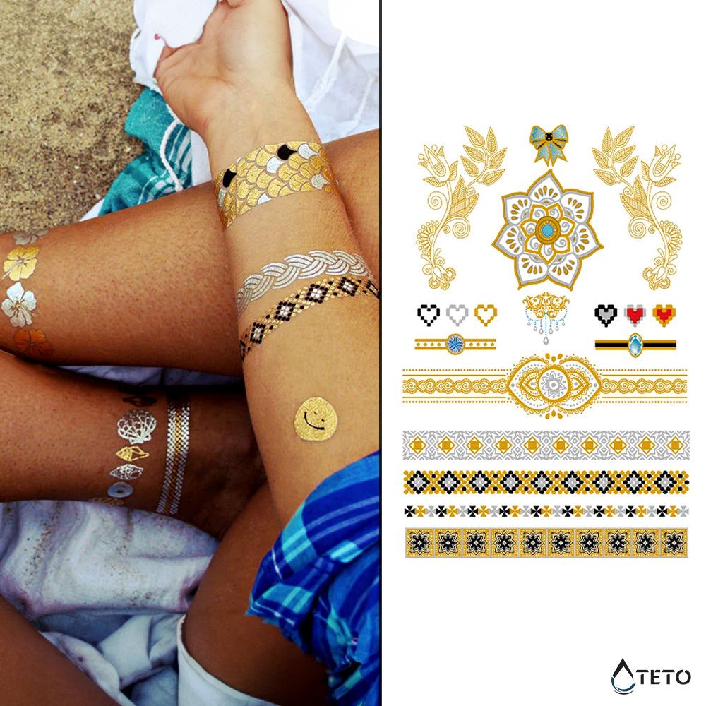 Bracciali e motivi – set – Tipo A - TETO Tatuaggi Temporanei