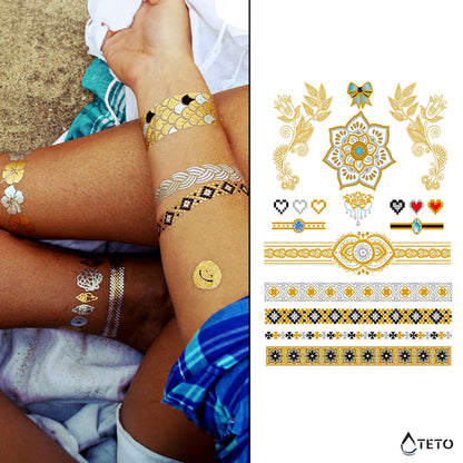 Bracciali e motivi – set – Tipo A - TETO Tatuaggi Temporanei