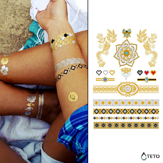 Bracciali e motivi – set – Tipo A - TETO Tatuaggi Temporanei