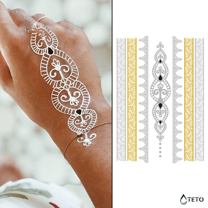 Bracciale e motivi – set – Tipo H - TETO Tatuaggi Temporanei
