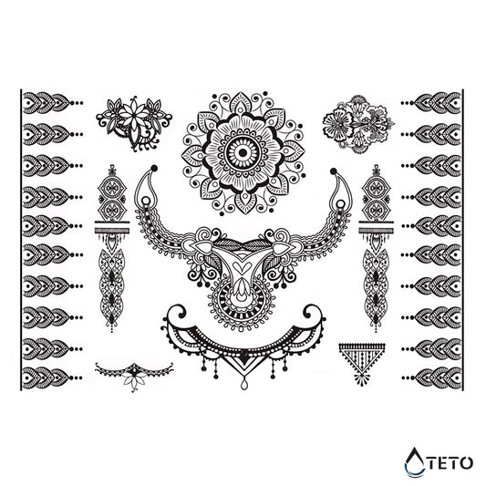 Motivi orientali – set – Tipo A - TETO Tatuaggi Temporanei