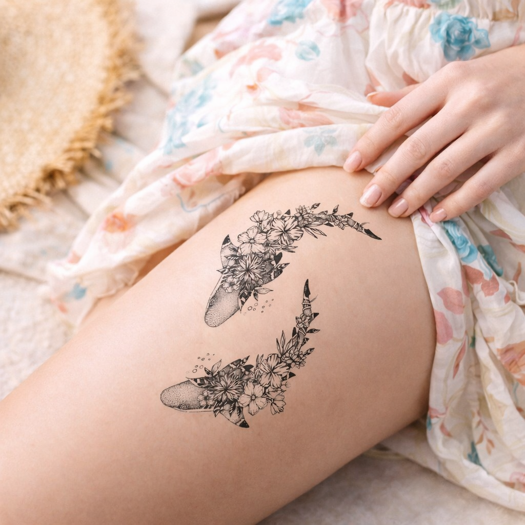 Squalo con fiore - set – Semipermanente