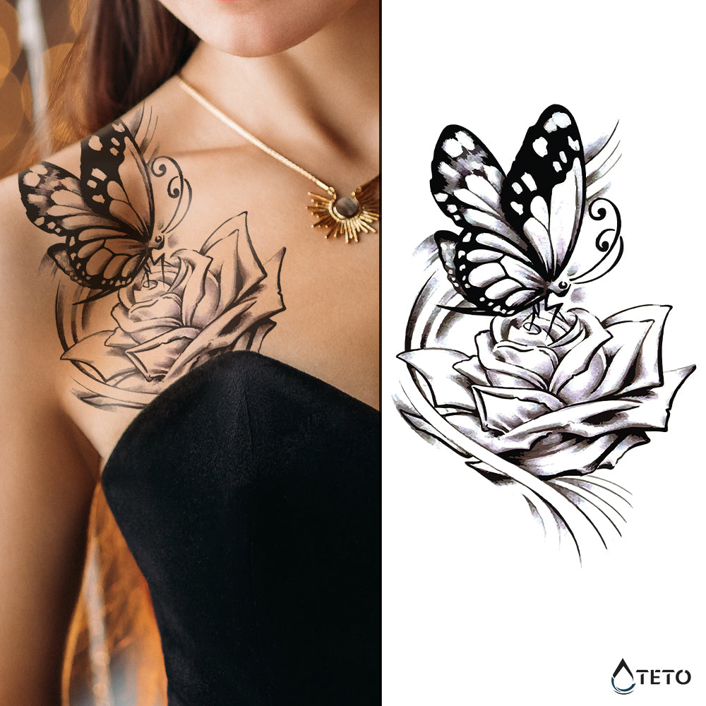 Farfalla su una rosa – Semipermanente