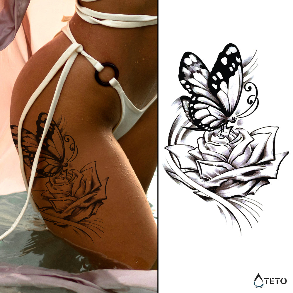 Farfalla su una rosa – Semipermanente